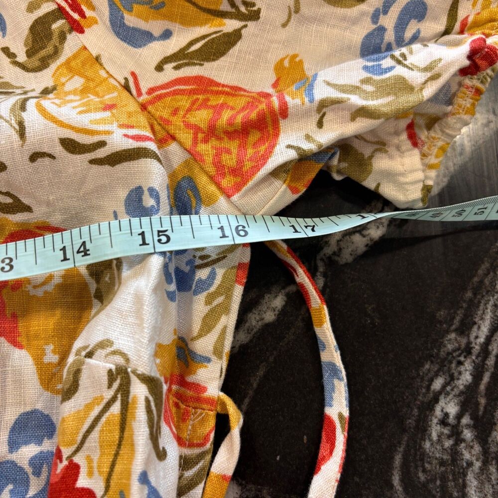 Reformation Anneliese Linen Dress Fruit Cocktail Open Back Puff Sleeve Midi Sz 4 - Picture 6 of 9